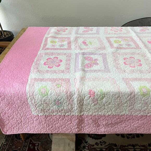 Cozy Line Home Fashions Quilt Twin Bedspread Cotton Pink Floral Reversible - Picture 4 of 15